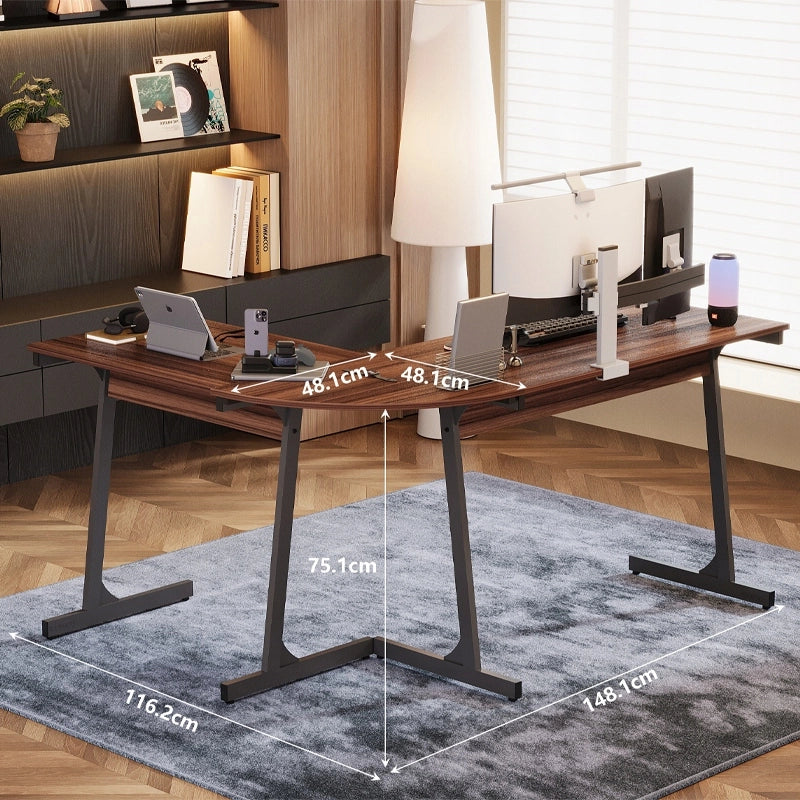 Scrivania angolare moderna in stile industriale, marrone scuro, stile loft, 148 cm