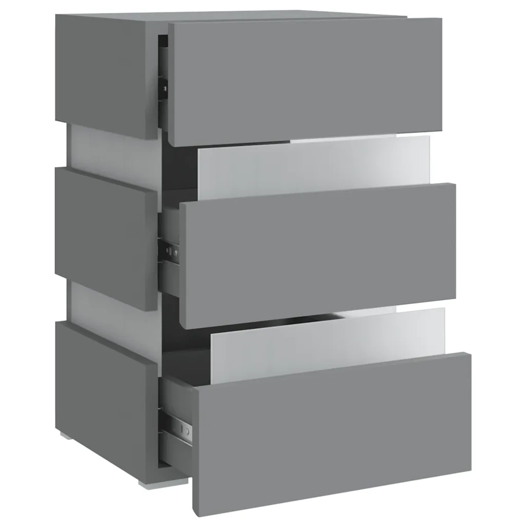 Comodino con Luci LED Grigio 45x35x67 cm in Legno Multistrato 326842