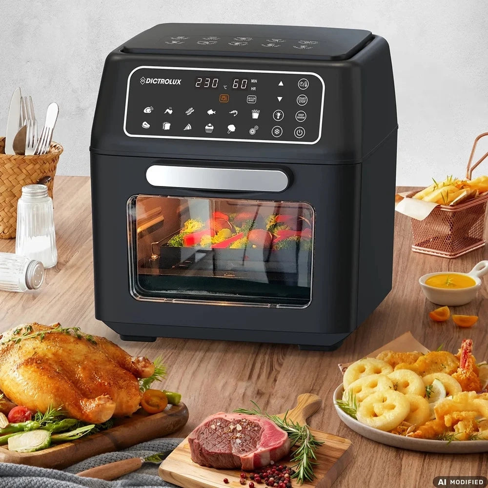 Trade Shop - Forno Friggitrice Ad Aria Multifunzione Digitale 2400w 12lt 2 Modalità Cottura 14 Programmi -