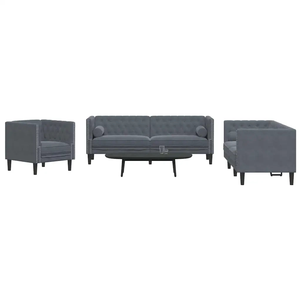 Divano per Soggiorno 3 pcs Grigio scuro 194 x 74,5 x 70,5 cm 3385868