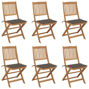 Sedie da Giardino Pieghevoli 6 pz con Cuscini Massello Acacia cod mxl 8486