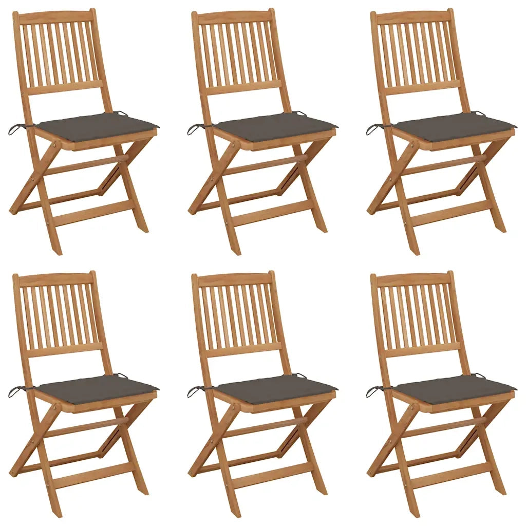 Sedie da Giardino Pieghevoli 6 pz con Cuscini Massello Acacia cod mxl 8486