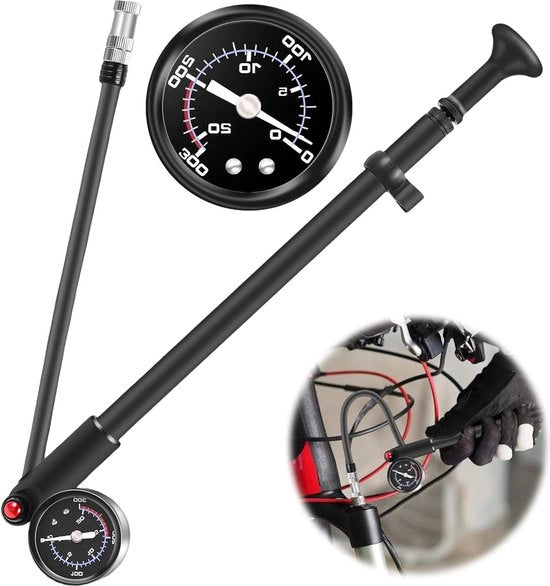 Pompa di compressione per alta pressione - pompa mini portatile per MTB e forcella a molla (max. 300 psi)