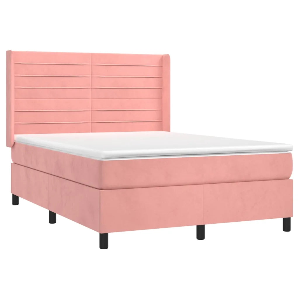 Giroletto a Molle con Materasso Rosa 140x190 cm in Velluto 3132740
