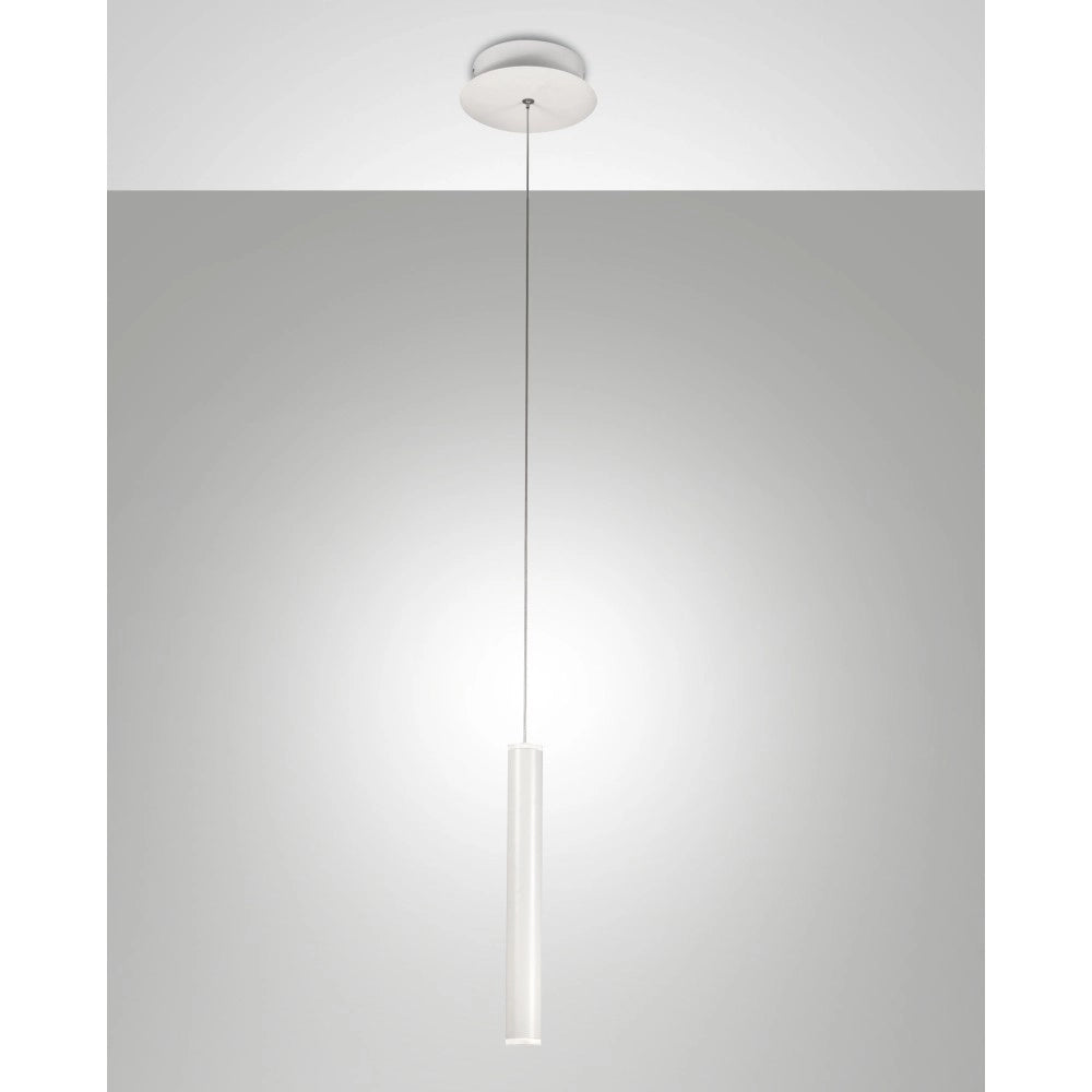 Lampada a sospensione singola bianco Prado di Fabas Luce - LED 6,5W dimmerabile, design moderno