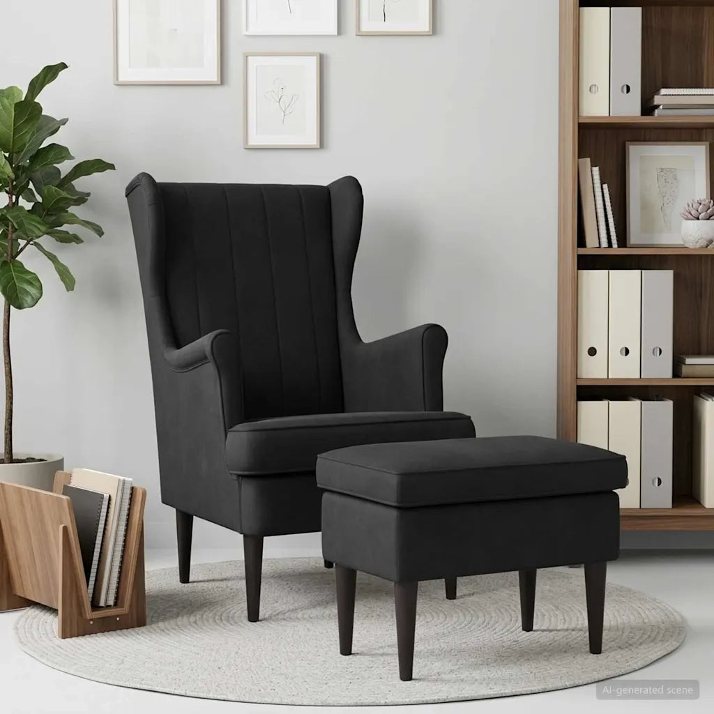 Poltrona con Ottomano 2 pz Nero Velluto 3418827