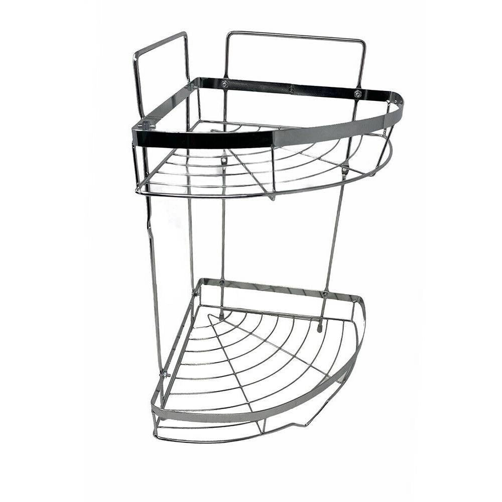 Trade Shop - Mensola Angolare Doccia A 2 Livelli Ripiani In Metallo Da Appendere A Muro 59680 -