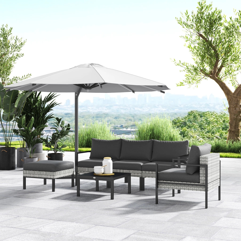Set da giardino esterno 5 posti ¨C zephmum ¨C polyrattan grigio chiaro