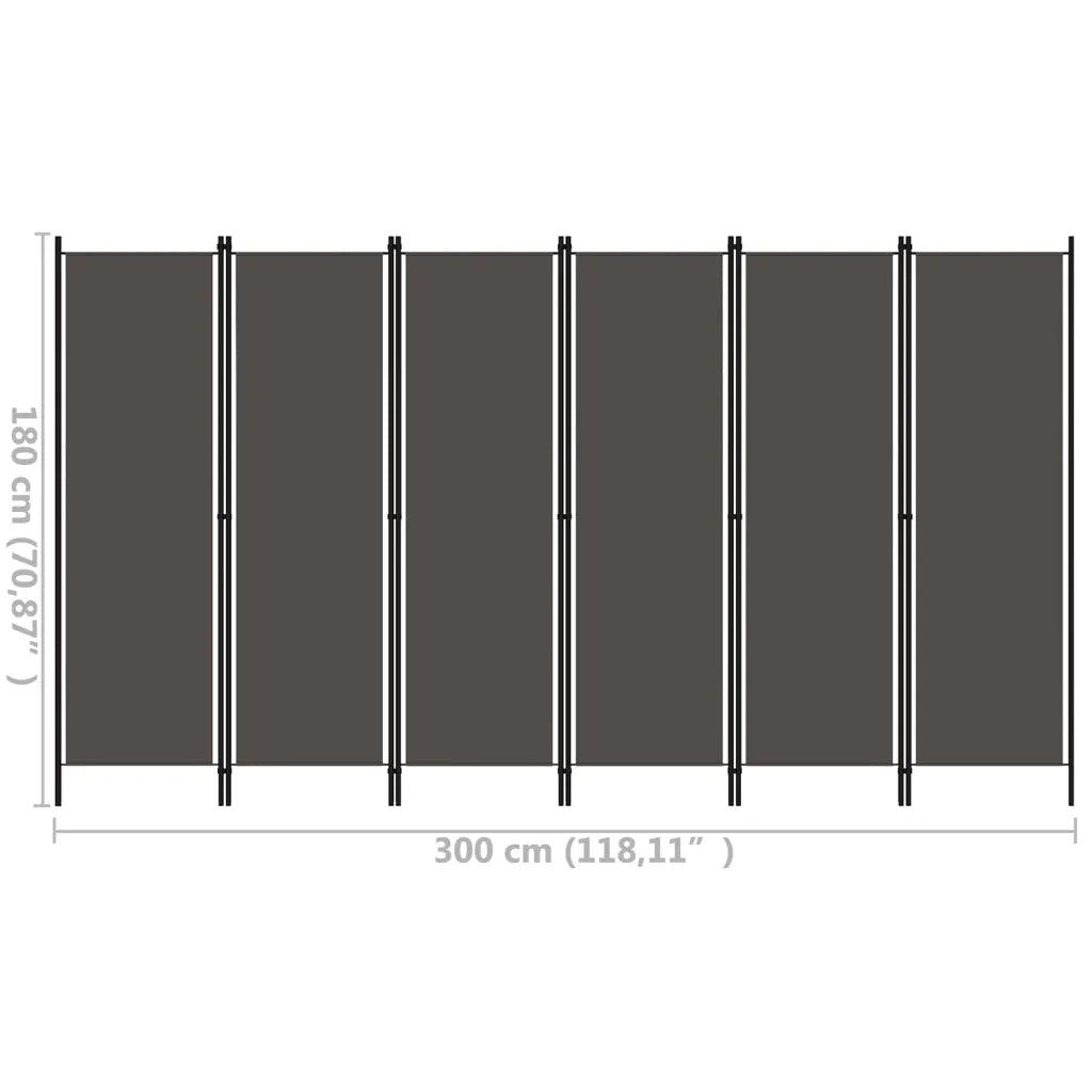 Paravento a 6 Pannelli-Divisorio Antracite 300x180 cm