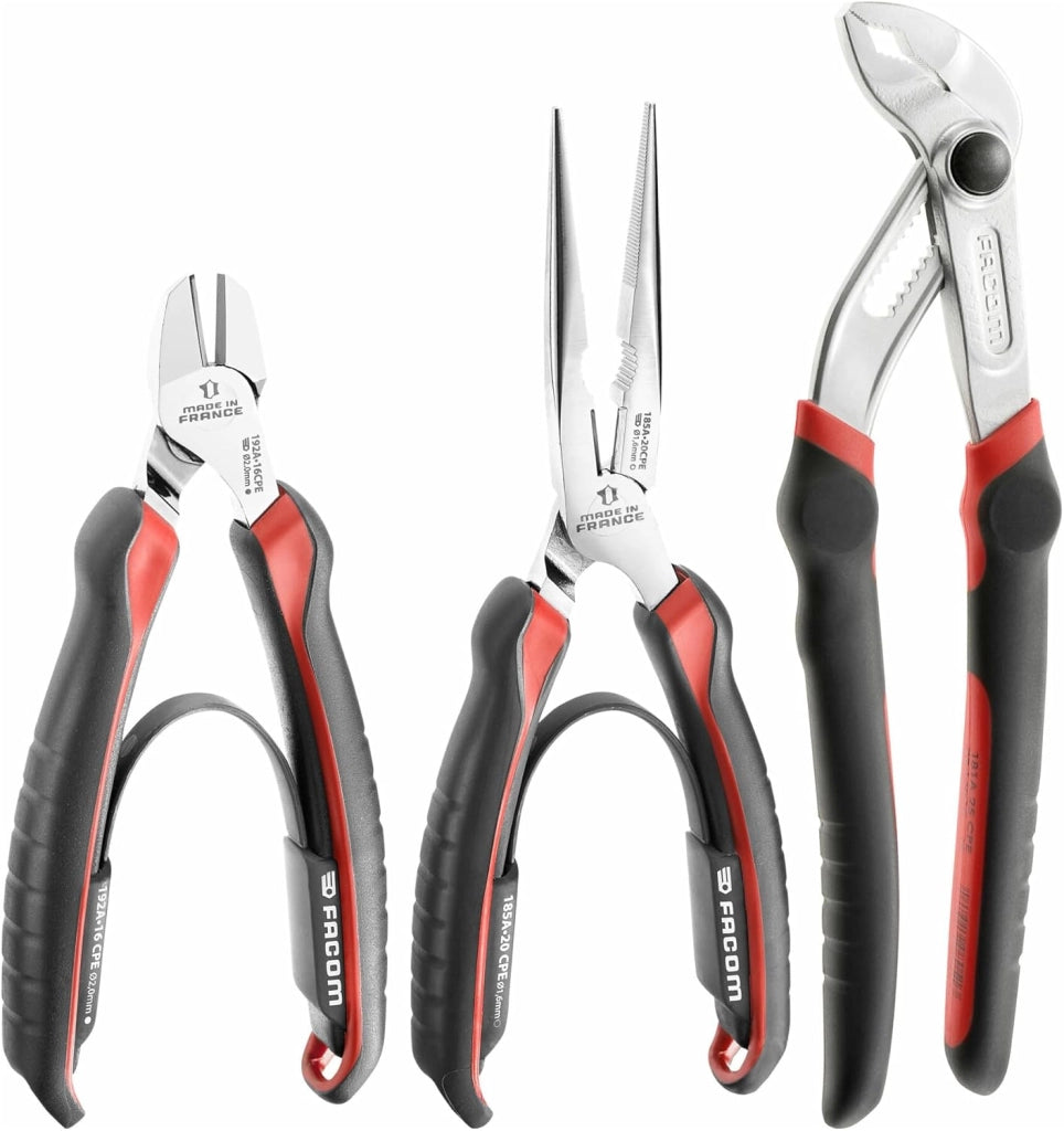 Cpe.A5Pb - Set di 3 pinze multiple con chiusura a scatto, pinza a becchi 1/2 Rondi, Cpe.A5Pb