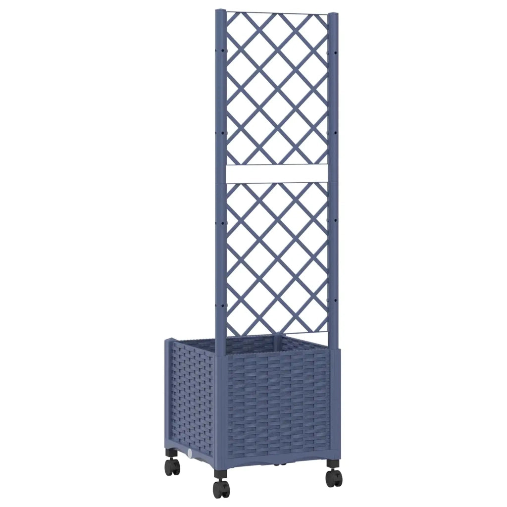 Vaso da giardino con grigliato e ruote Blu Grigio PP 3422921