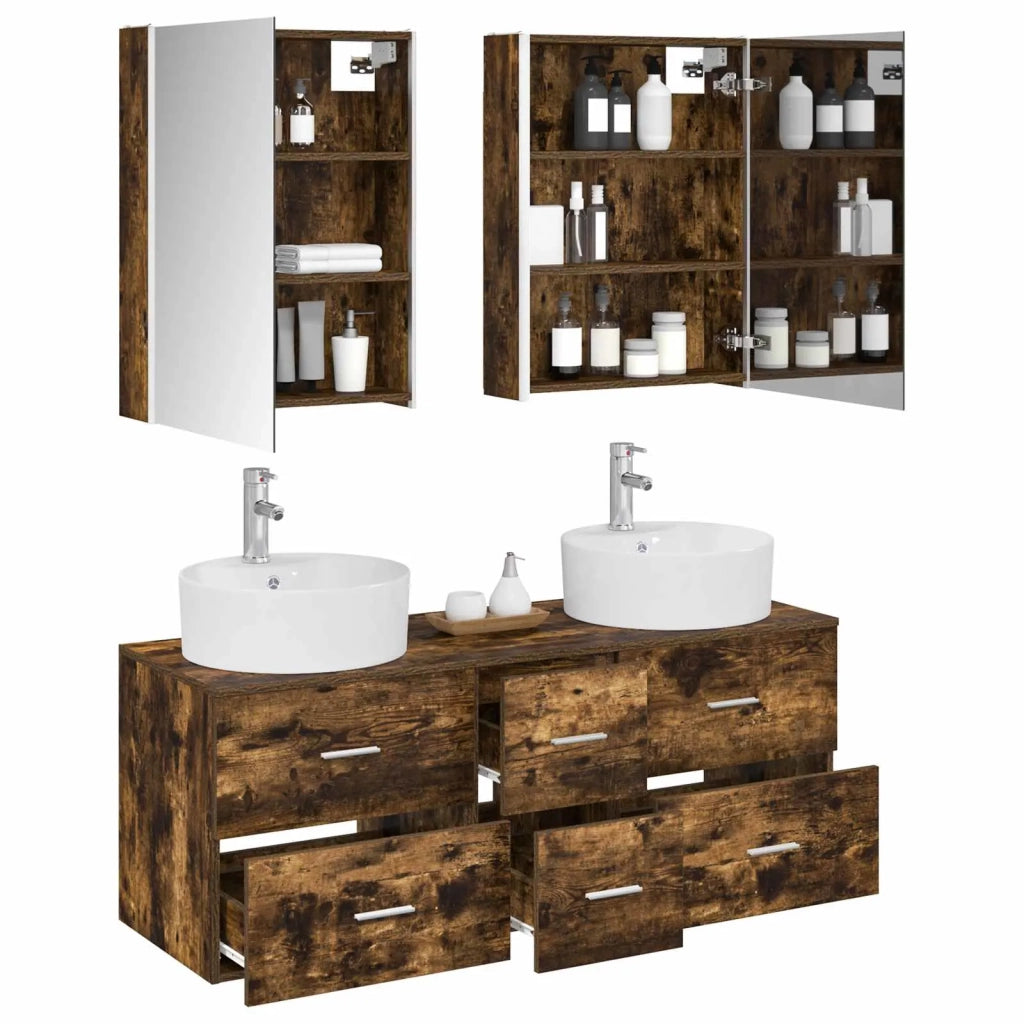Set di mobili per il bagno 5 pcs Rovere Fumo 3406931