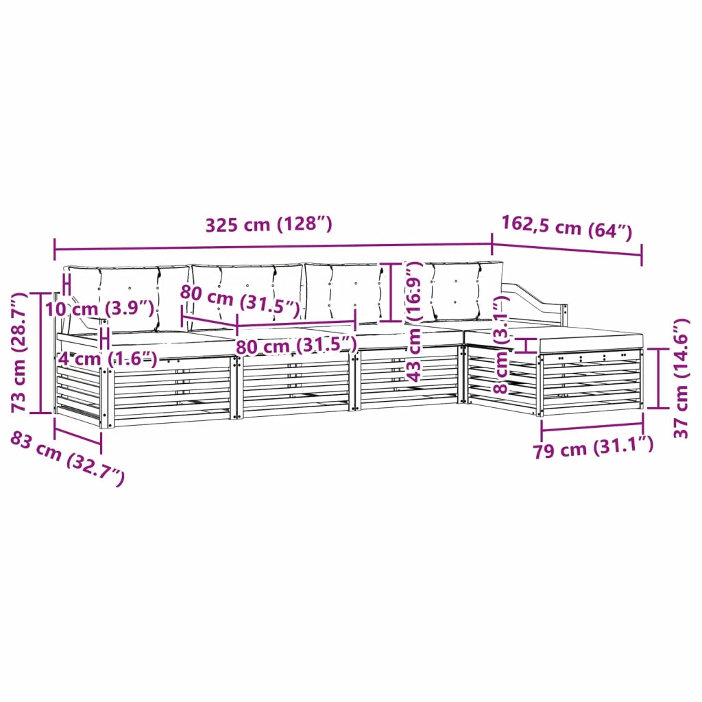 Set di divani da esterno 5 pcs Grigio Naturale e Chiaro 3373316