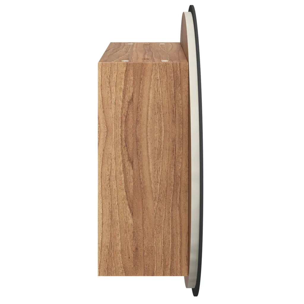 Armadio da Bagno con Specchio Rotondo e LED Rovere 40x40x17,5cm 345582