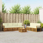 Set divani 8 pcs Naturale e Crema Legno di Acacia Massello