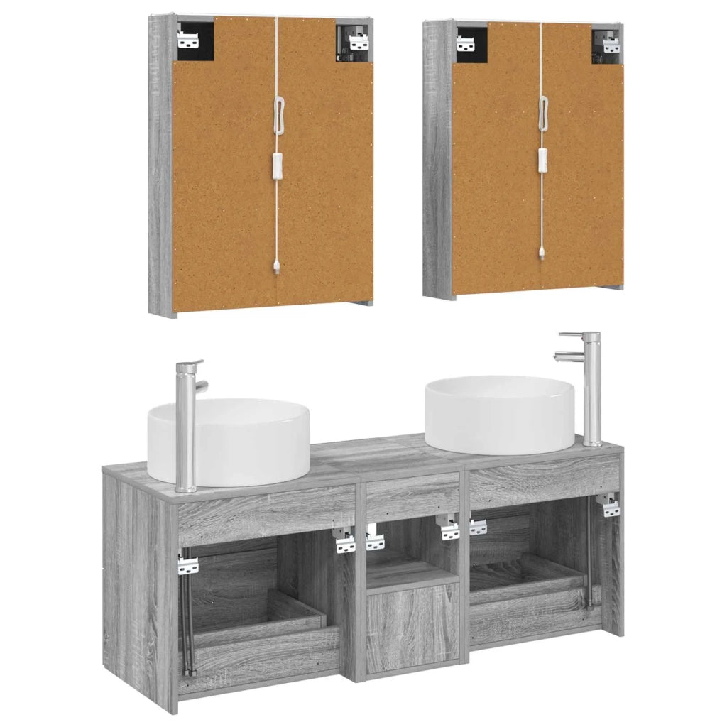 Set di mobili per il bagno 5 pcs Sonoma grigio 3407092