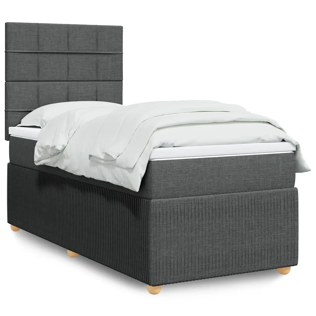 Giroletto a Molle con Materasso Grigio Scuro 90x190 cm Tessuto 3291912