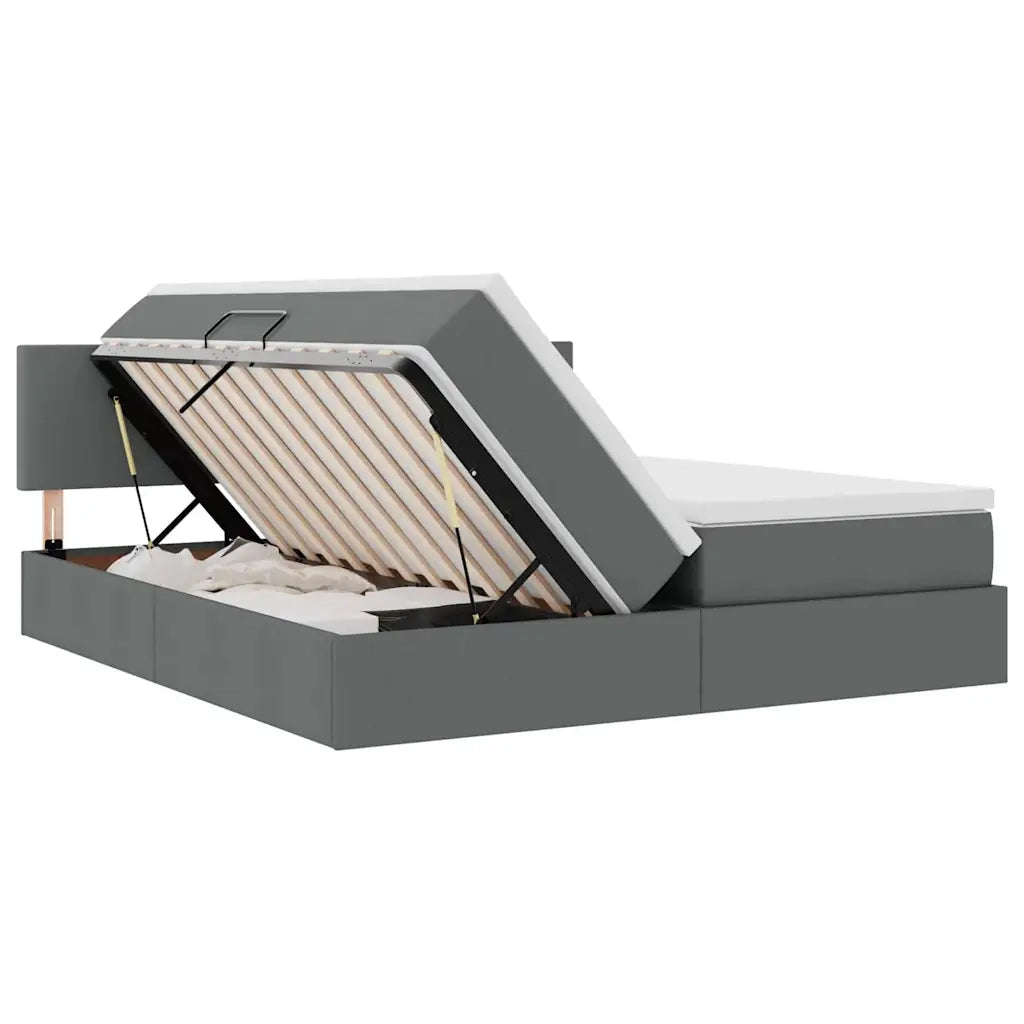 Letto con testiera Grigio scuro 200 x 200 cm Tessuto 3371556