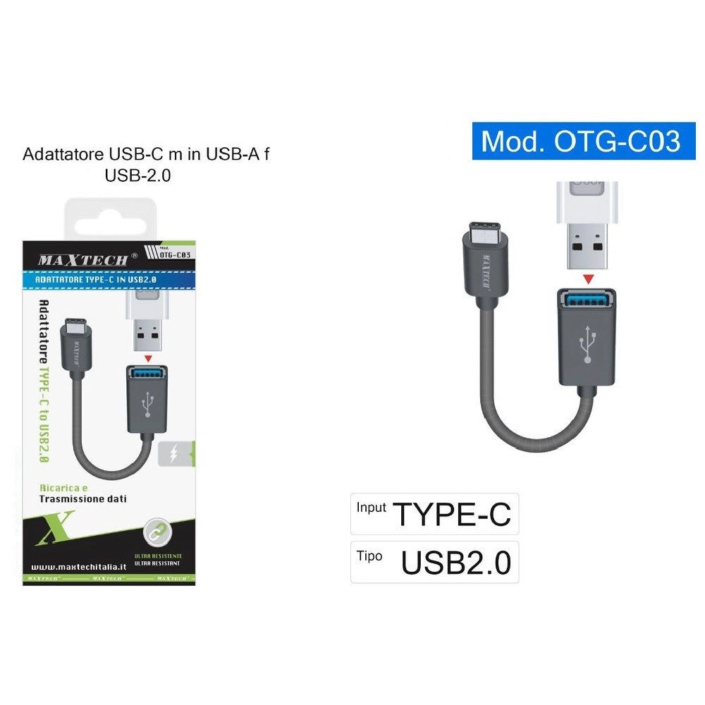 Trade Shop - Adattatore Type-c Maschio A Usb-a 2.0 Femmina Ricarica Trasmissione Dati Otg-c03 -