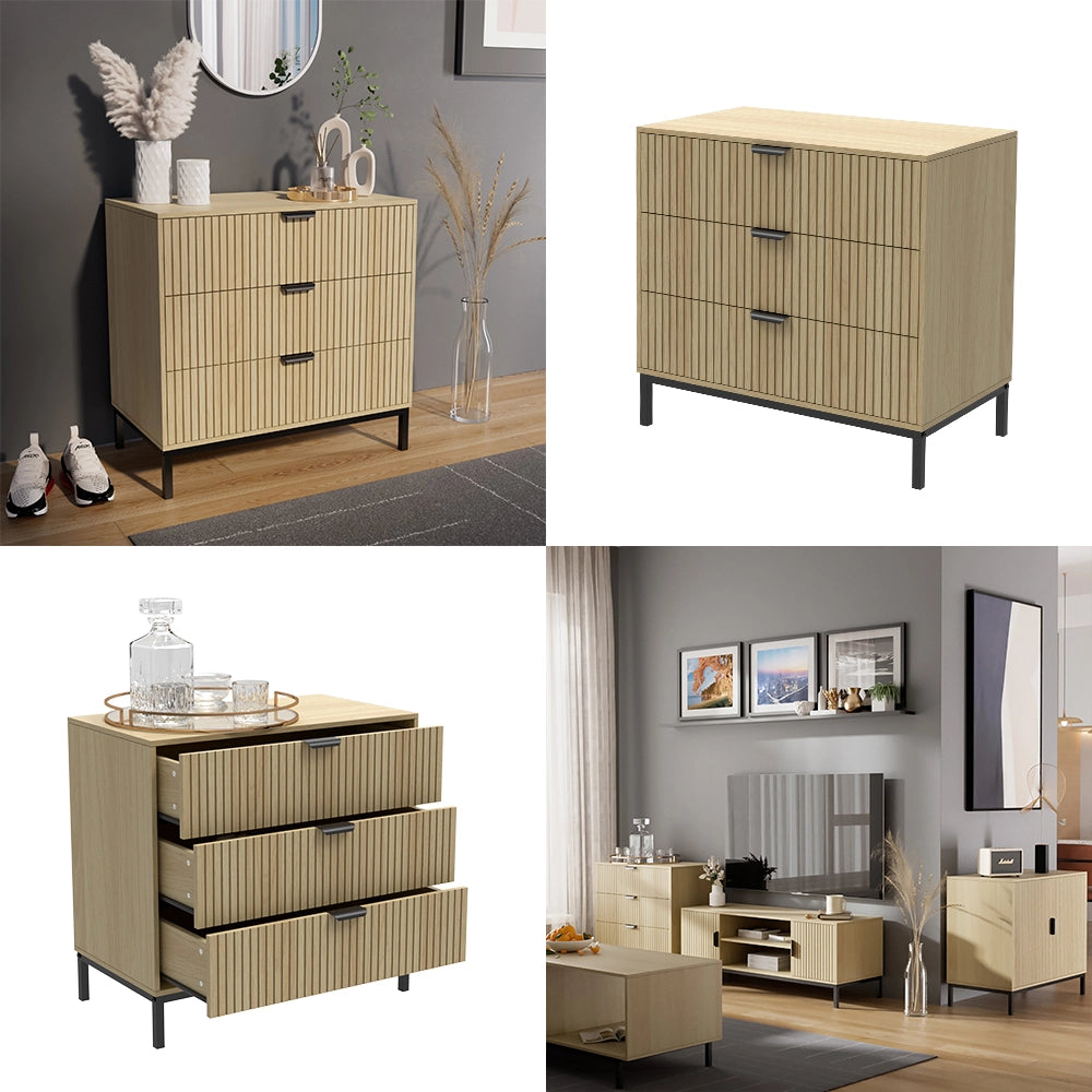 Vicco Cassettiera Rovere 72 x 69 cm con 3 cassetti