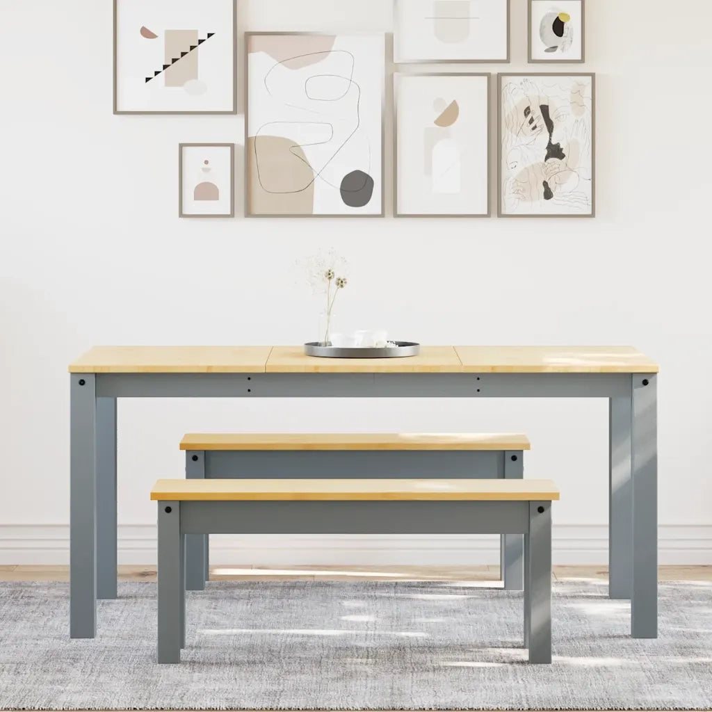 Set da Pranzo 3 pz PANAMA Grigio in Legno Massello di Pino 3345174