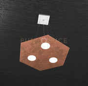 EXAGON SOSPENSIONE 3+1 LUCI BIEMISSIONE BIEMISSIONE FOGLIA RAME 1142-SP+1-FR