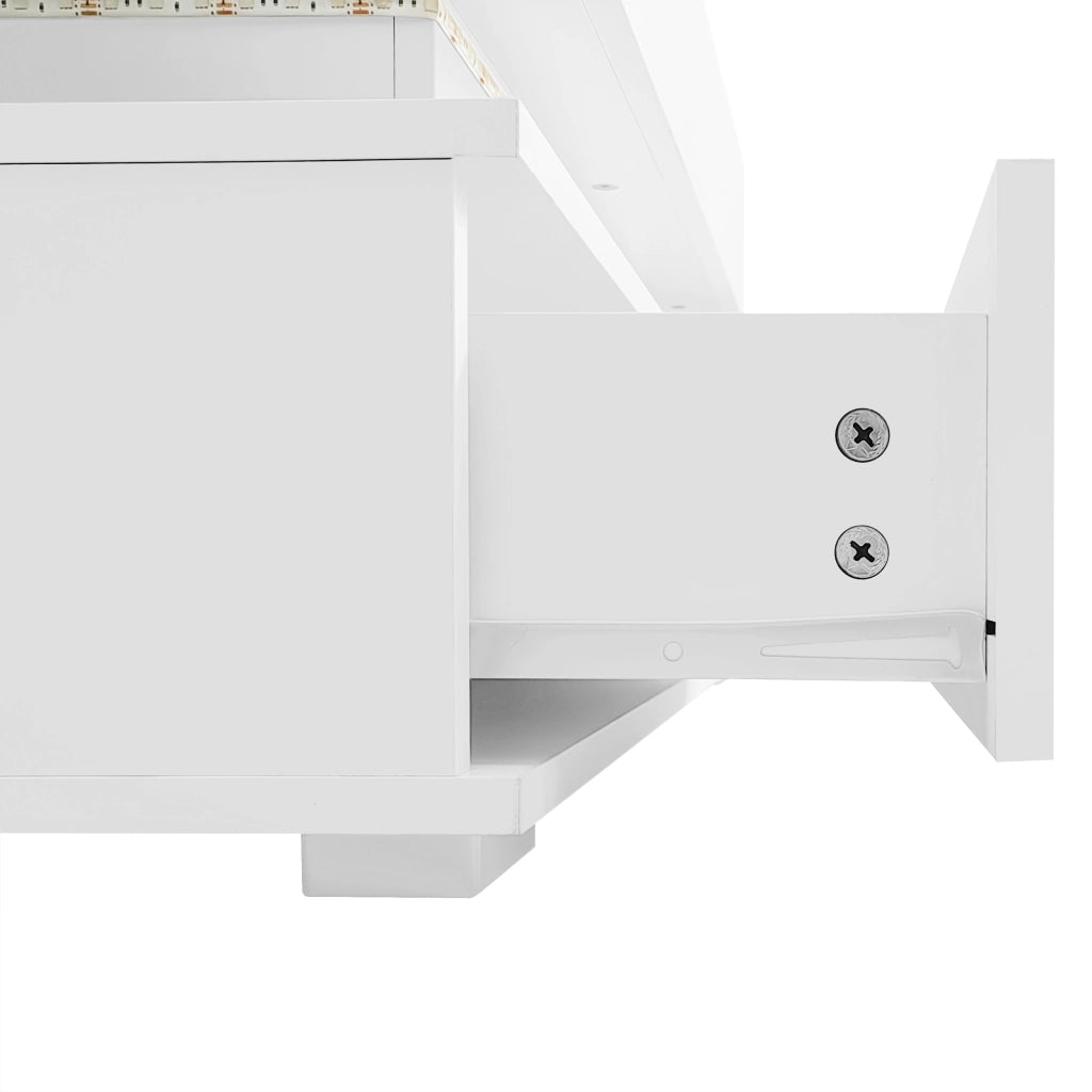 TAVOLINO DA SALOTTO 100x50x44 cm sollevabile idraulico Bianco con LED