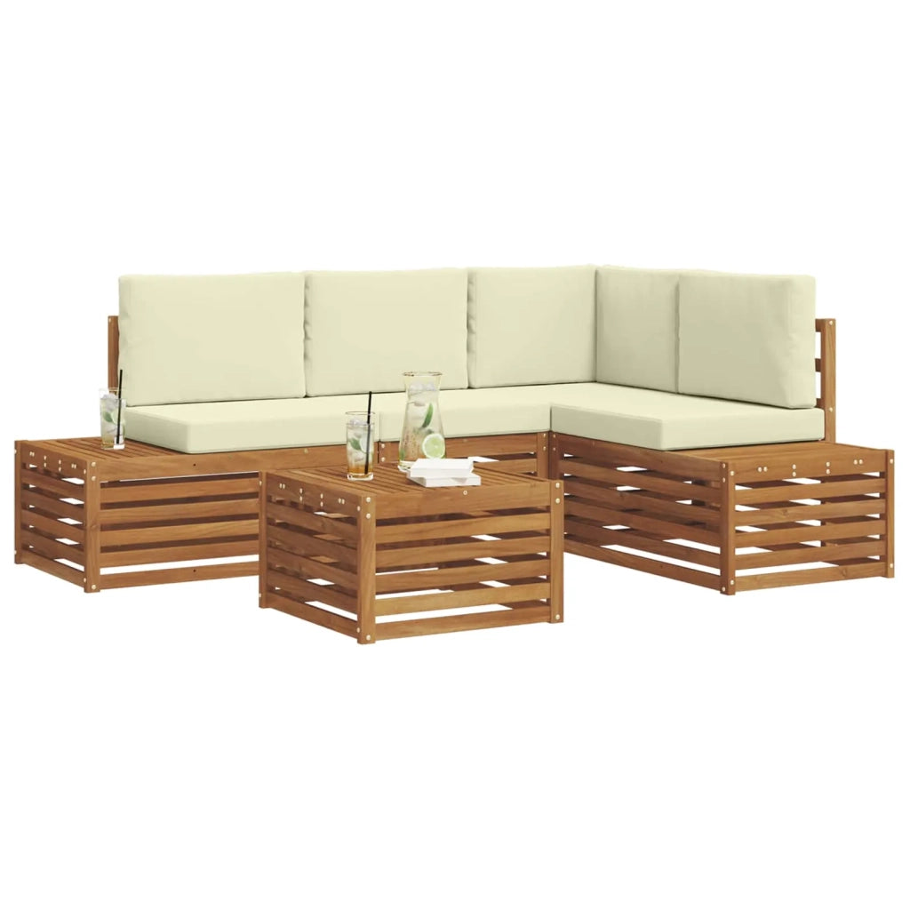 Set di divani da esterno Naturale e Crema 59 x 59 x 37 cm