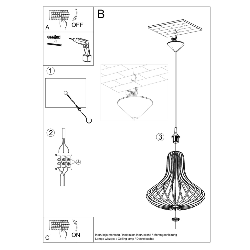 Lampada a sospensione ELZA in legno