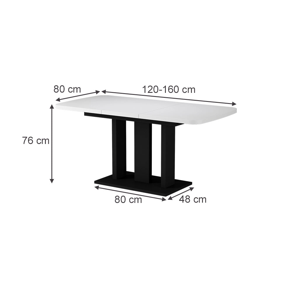 Vicco Tavolo da pranzo Estensibile Nero/bianco 120/160 x 80 cm 2 parti
