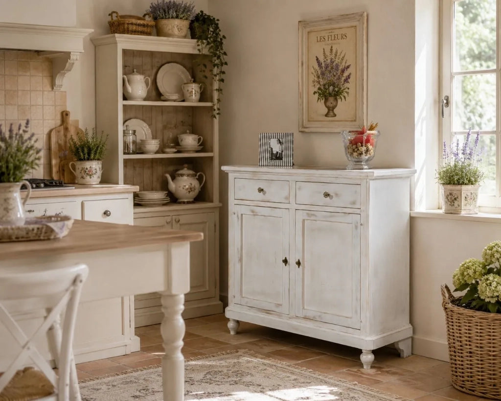 Madia credenza 2 porte legno shabby chic bianco consumato 112 x49x98 - Mobili 2G