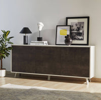 Madia 3 Ante 177x74x41 cm Ossido Bianco/Ossido Nero