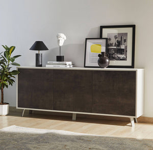 Madia 3 Ante 177x74x41 cm Ossido Bianco/Ossido Nero