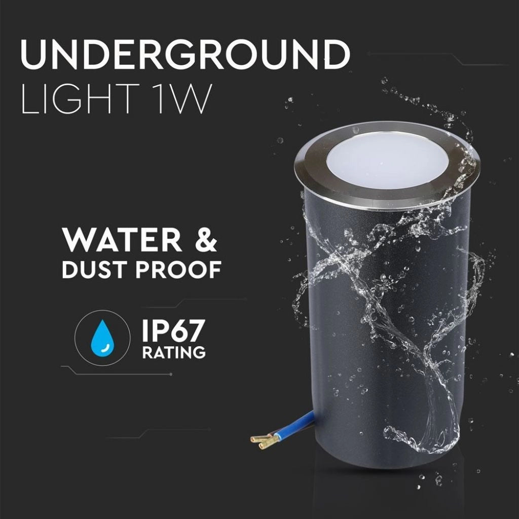 Segnapasso a Cilindro da Interramento 1W Colore Argento 12V 6500K IP67 Driver non Incluso