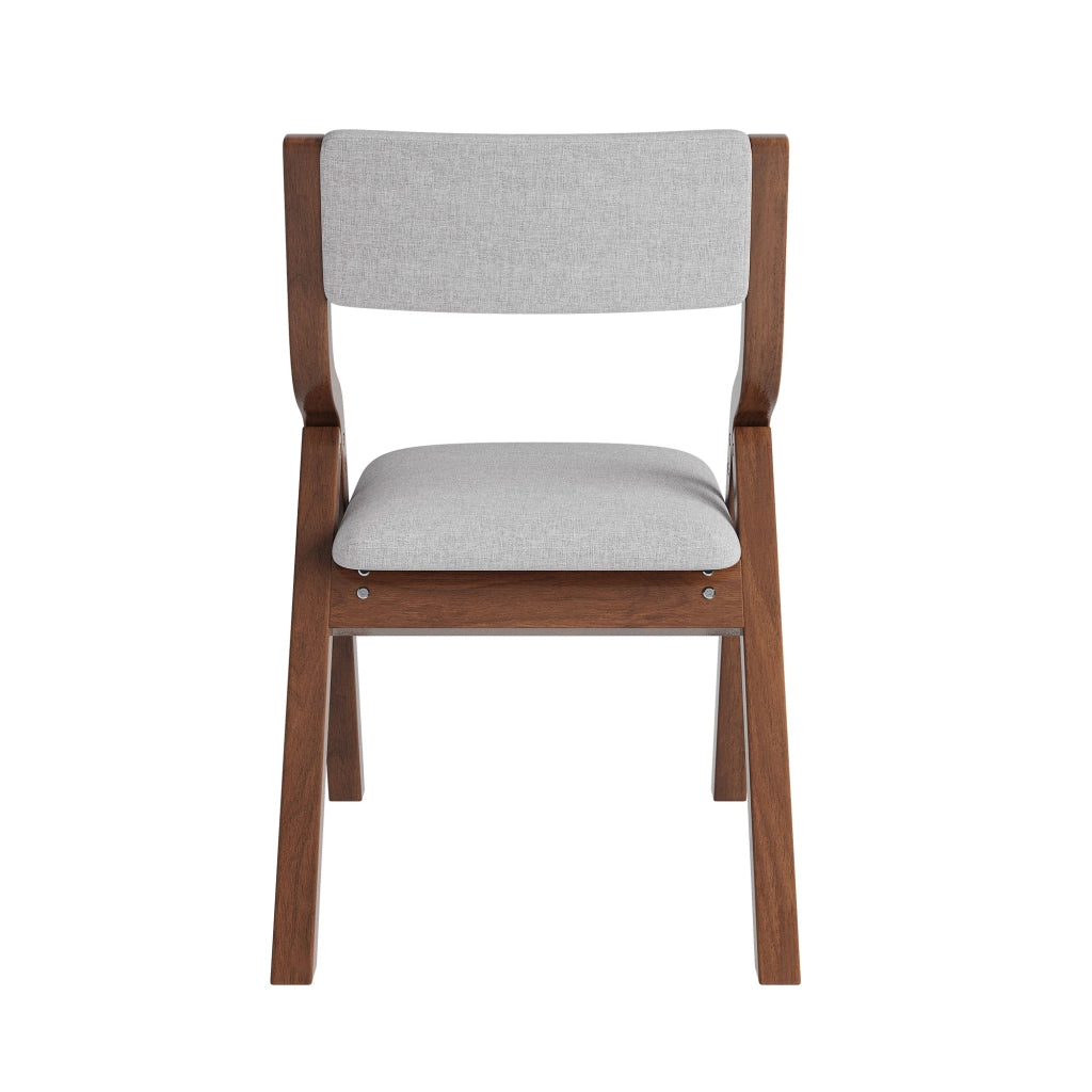 Set di 2 sedie da pranzo pieghevoli in legno massiccio, rivestimento in lino grigio, seduta imbottita, salvaspazio, pronte all’uso