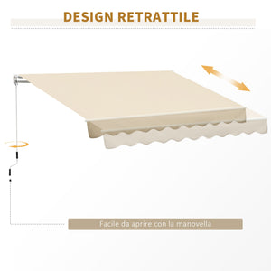 Tenda da Sole Avvolgibile a Parete 4x2.5m in Poliestere Beige
