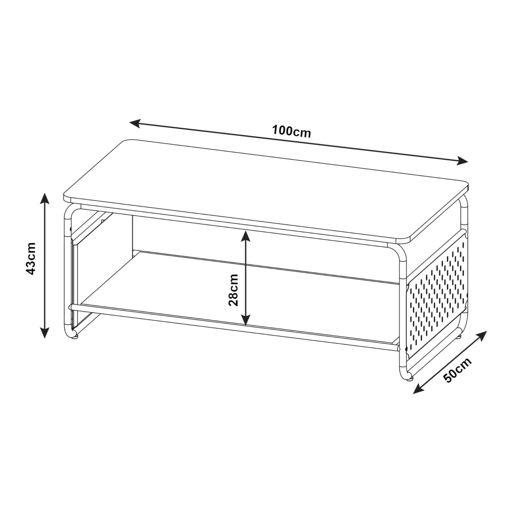 Tavolino Basso Dyrøy 100 x 50 x 43 cm Effetto Rovere / Bianco [en.casa]