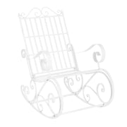 Sedia a dondolo da giardino vintage in metallo 92 x 59 x 90 cm bianca 03_0007130
