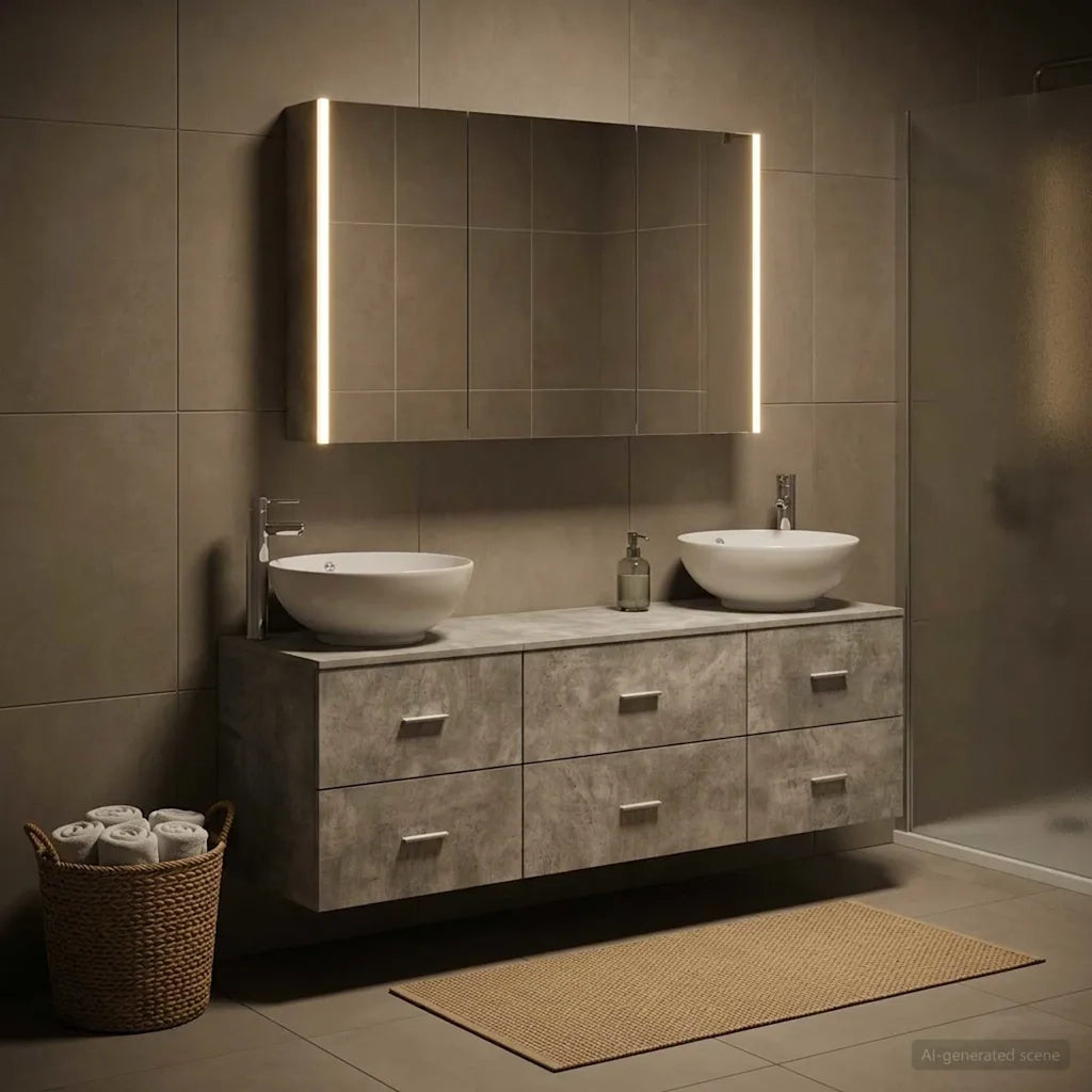 Set di mobili per il bagno 4 pcs Grigio Cemento 3406946