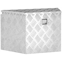 Cassa degli attrezzi per rimorchio scatola di stoccaggio in alluminio bloccabile forma trapezoidale 73,7 x 41 x 46 cm argento