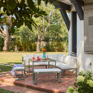 Salotto da giardino in alluminio, 9 posti, verde kaki