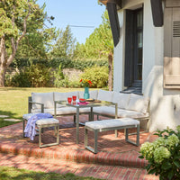 Salotto da giardino in alluminio, 9 posti, verde kaki