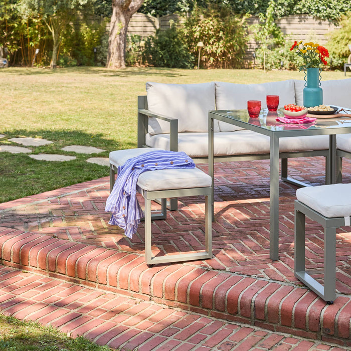 Salotto da giardino in alluminio, 9 posti, verde kaki