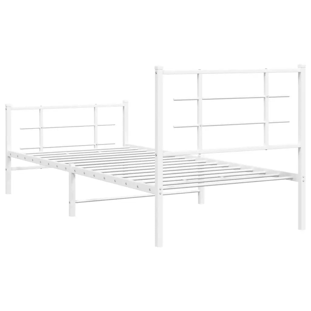 Giroletto con Testiera e Pediera-Struttura Letto Metallo Bianco 90x190 cm 490981