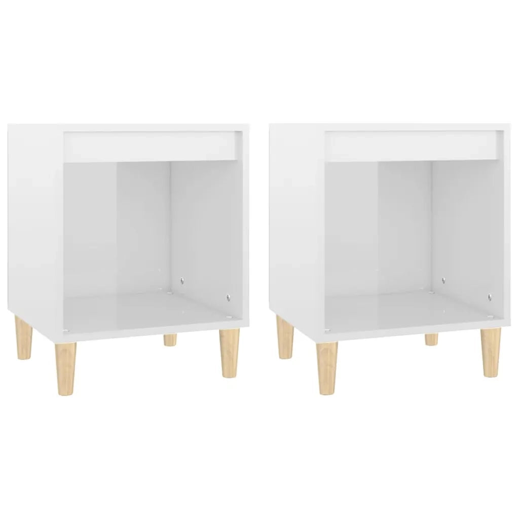 Comodini 2 pz-Set di 2 Tavolino da notte in Bianco Lucido 40x35x50 cm 166611