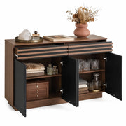 Credenza con 2 cassetti e 4 ante con ripiani regolabili per soggiorno; sala da pranzo e cucina; 150×40×85 cm