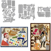 Set di pittura per tagliare carte da giocare - Strumenti artistici - Matrici per tagliare - Tavole per disegno - Stampa a carbonio su metallo