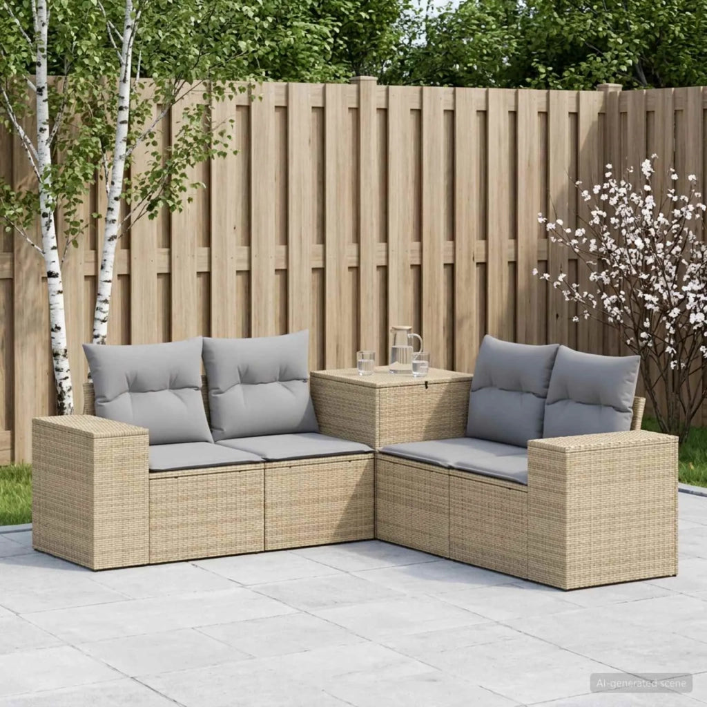 Set di divani 5 pz Beige e Grigio Chiaro 3447925
