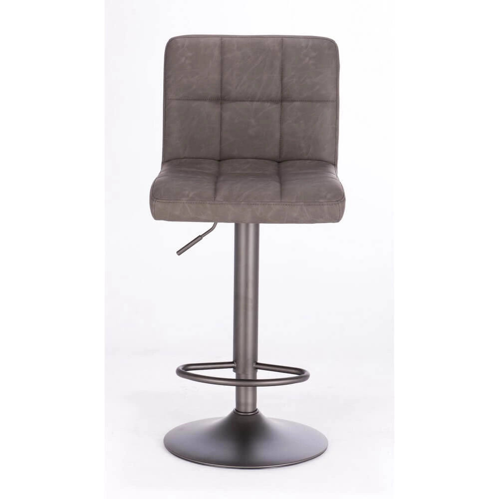 Set di 2 Sgabelli da Bar Regolabili in Similpelle Vintage Trapuntata - BLACKCOFFEE