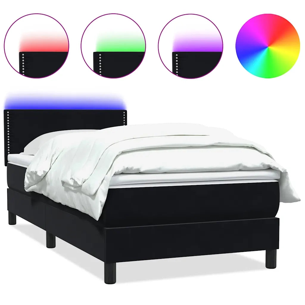 vidaXL Giroletto a Molle con Materasso Nero 90x210 cm in Velluto